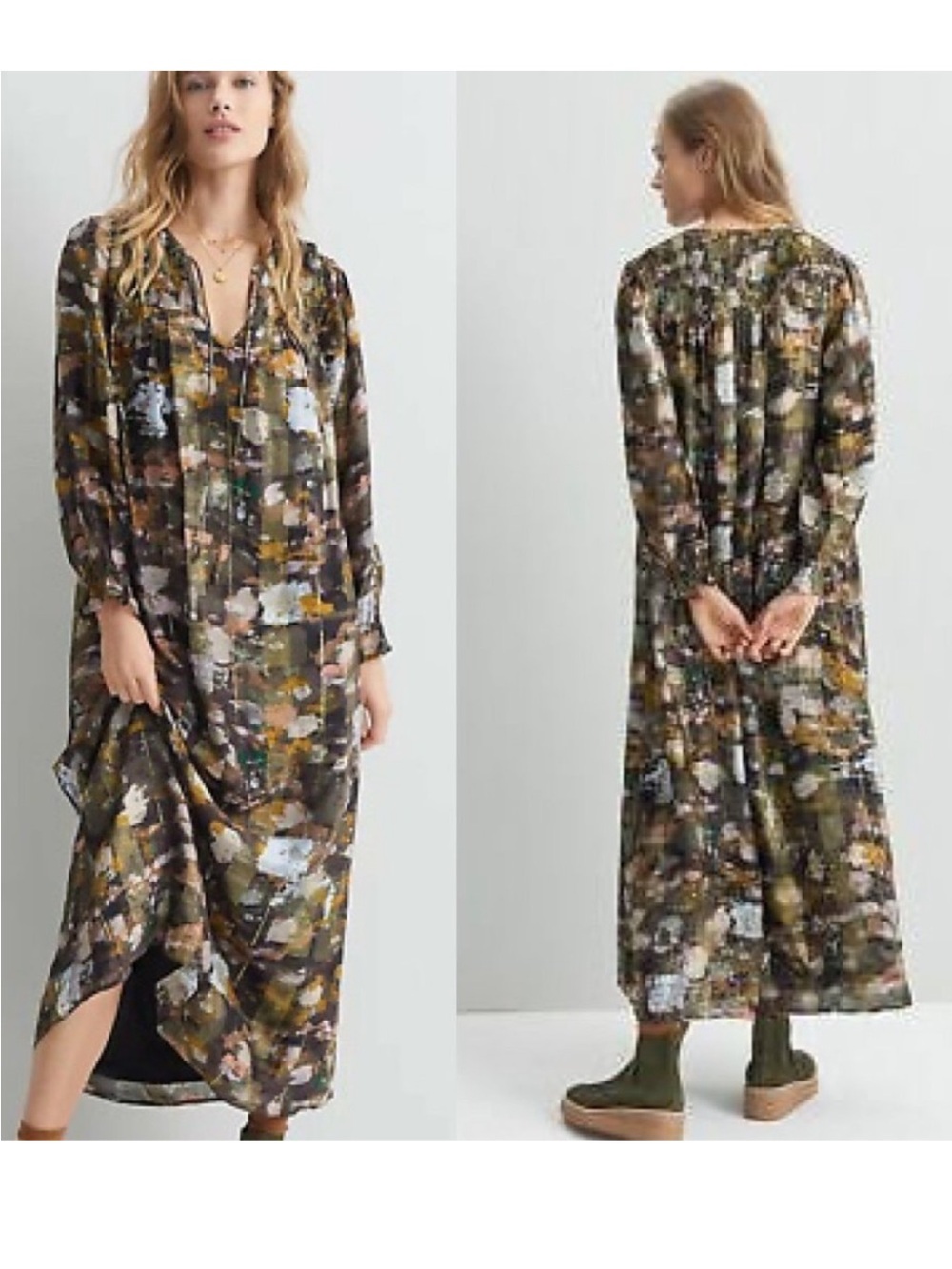 Anthropologie Blair Shimmer Sleeve Maxi Dress Size Small